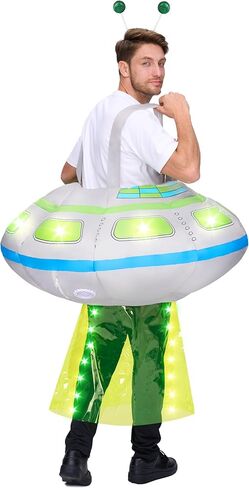 Spooktacular Creations Adults Inflatable Costumes, Light-Up Spaceship Halloween Inflatable Costume with Long Tentacles Headband, Blow-up Costumes for Halloween Cosplay Party, Themed Party in Saudi Arabia
