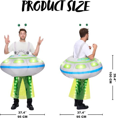 Spooktacular Creations Adults Inflatable Costumes, Light-Up Spaceship Halloween Inflatable Costume with Long Tentacles Headband, Blow-up Costumes for Halloween Cosplay Party, Themed Party in Saudi Arabia
