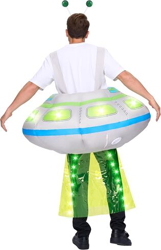 Spooktacular Creations Adults Inflatable Costumes, Light-Up Spaceship Halloween Inflatable Costume with Long Tentacles Headband, Blow-up Costumes for Halloween Cosplay Party, Themed Party in Saudi Arabia