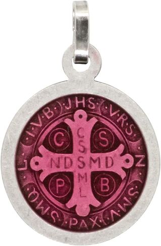 VILLAGE GIFT IMPORTERS Saint Benedict Pendant with Colorful Back | Patron Saint of Students | Powerful Spiritual Protection and Inspiration | Catholic Devotional Accessory in Saudi Arabia