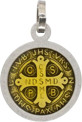 VILLAGE GIFT IMPORTERS Saint Benedict Pendant with Colorful Back | Patron Saint of Students | Powerful Spiritual Protection and Inspiration | Catholic Devotional Accessory in Saudi Arabia