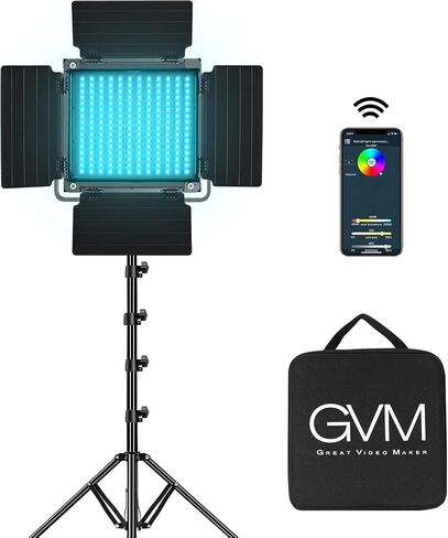 GVM RGB LED Video Light, 800D Studio Light with APP Control Lighting Kit Photography Light 1 Pack with 8 Kinds Scene Lights, 3200-5600K CRI 97 LED Panel Light for YouTube Studio, Video, Portrait in Saudi Arabia