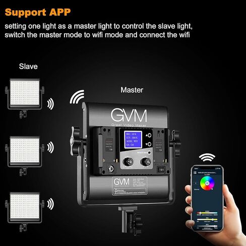 GVM RGB LED Video Light, 800D Studio Light with APP Control Lighting Kit Photography Light 1 Pack with 8 Kinds Scene Lights, 3200-5600K CRI 97 LED Panel Light for YouTube Studio, Video, Portrait in Saudi Arabia