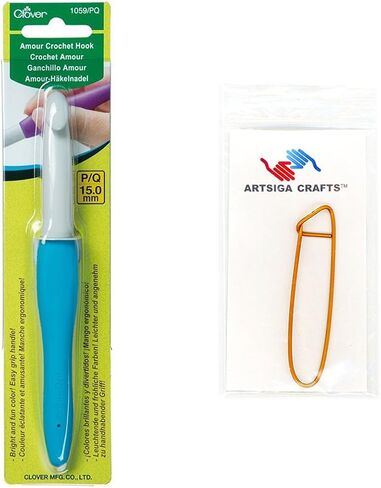 مجموعة خطاف كروشيه من كلوفر نيدلكرافت مقاس 7 مم مع 1 حامل غرز Artsiga Crafts 1054 in Saudi Arabia