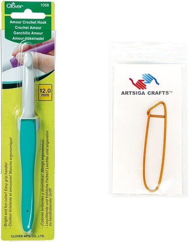 مجموعة خطاف كروشيه من كلوفر نيدلكرافت مقاس 7 مم مع 1 حامل غرز Artsiga Crafts 1054 in Saudi Arabia