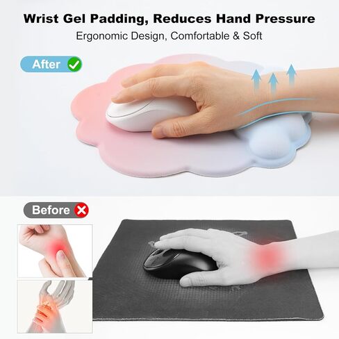 Ergonomic Mousepad with Wrist Rest, Cute Desk Mat for Desktop, Office Desk Mat (Pink), Medium, Clnd-01 in Saudi Arabia