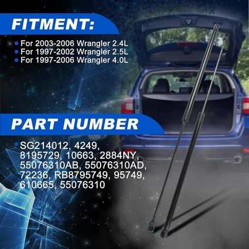 Rear Window Glass Lift Supports Shock Struts for 1997-2006 Wrangler Replaces 55076310AB SG214012 4249,2-PC Set in Saudi Arabia