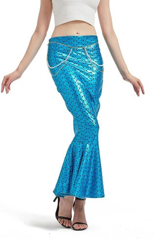 Halloween Mermaid Costume for Woman 2024 - Long Mermaid Skirt with Waist Chain for Women Girls,Plus Size Outfit for Cosplay in Saudi Arabia