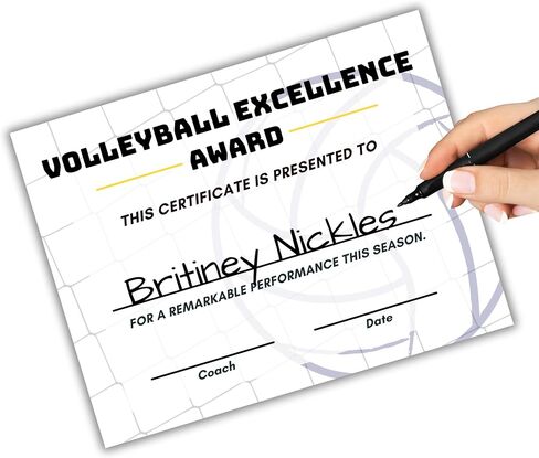 Volleyball Award Certificate of Excellence Sports | 50pk 8.5x11" Paper for Trophies Medal Most Improved Girls 1st 2nd 3rd Ribbon Sticker Team Gifts Youth Handouts in Saudi Arabia