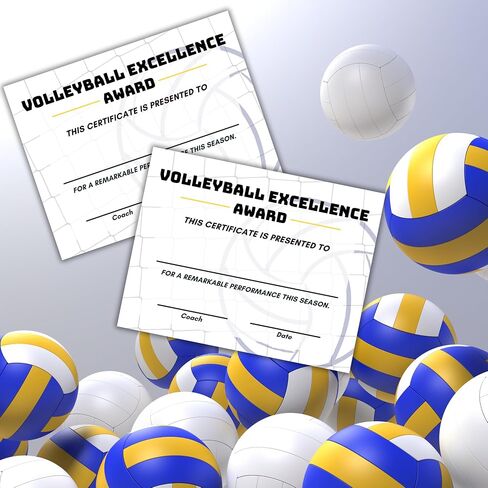 Volleyball Award Certificate of Excellence Sports | 50pk 8.5x11" Paper for Trophies Medal Most Improved Girls 1st 2nd 3rd Ribbon Sticker Team Gifts Youth Handouts in Saudi Arabia