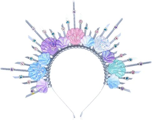 JeVenis Gold Halo Crown Headpiece Mermaid Headband Seashell Crown Spiked Headband Siren Costume Women Halloween Cosplay Renaissance in Saudi Arabia