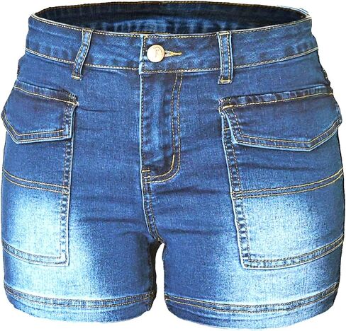 Atditama Women's Flap Pocket Denim Cargo Shorts High Waisted Skinny Slim Jean Shorts 3.5" Inseam Women Shorts in Saudi Arabia