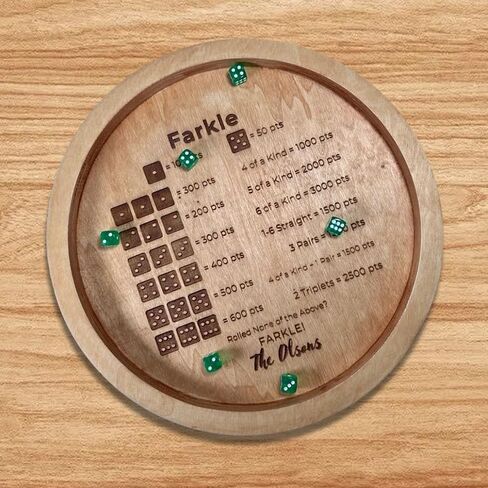 Farkle Dice Tray, Farkle Classic Dice Game with 17.7" Collapsible Wooden Tray and 6 Large 6 Small Wooden Pearl Dice and a Scoreboard Set, Classic Home Game Stand (17.7-inch Bundle) in Kuwait