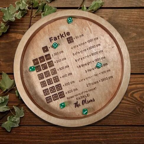 Farkle Dice Tray, Farkle Classic Dice Game with 17.7" Collapsible Wooden Tray and 6 Large 6 Small Wooden Pearl Dice and a Scoreboard Set, Classic Home Game Stand (17.7-inch Bundle) in Kuwait