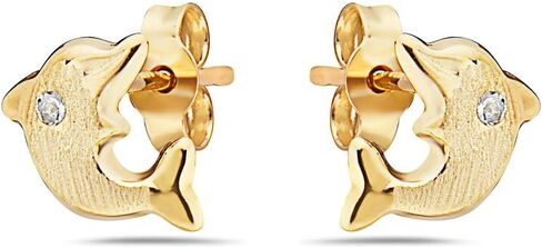 Pori Jewelers 14K Solid Gold Animals of Land & Sea Stud Earrings - Butterfly Backings in Saudi Arabia