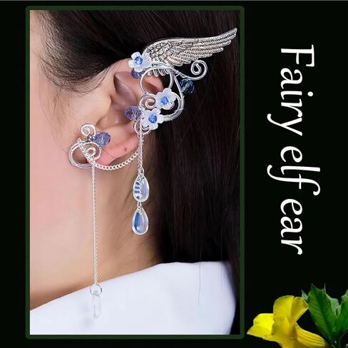 Fairy Elf Ear Cuffs for Women, Renaissance Fairy Costume Accessories for Women Halloween Cosplay Party in Saudi Arabia