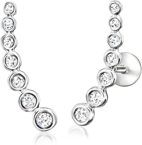 RS Pure by Ross-Simons 0.15 ct. t.w. Diamond Curved Flat-Back Ear Climbers in Sterling Silver in Saudi Arabia