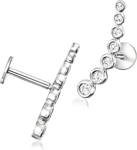 RS Pure by Ross-Simons 0.15 ct. t.w. Diamond Curved Flat-Back Ear Climbers in Sterling Silver in Saudi Arabia