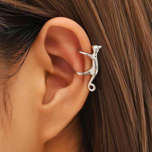 Minimalist Cat Ear Cuff Earring Cute Cat Ear Climber Crawler Earring Animal No Piercing Earring Small Gold Cat Cartilage Clip Earring Cat Clip On Earrings Jewelry for Women in Saudi Arabia