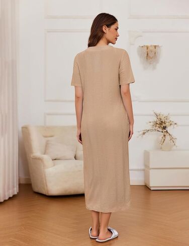 Ekouaer Zip Up Robe for Women Long Housecoat Waffle Knit Bathrobes Cozy Full Length Nightgown with Pockets S-4XL in Saudi Arabia