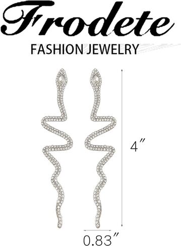 2 قطعة أقراط الأفعى أقراط الأفعى للنساء أقراط مبالغ فيها الفضة المنحنية الأفعى على شكل مجوهرات أحجار الراين القوطية الأذن مجوهرات للنساء الفتيات in Kuwait