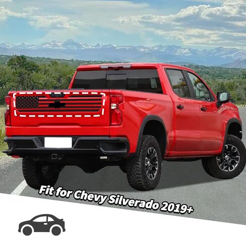 Jimen Fit for Chevrolet Silverado 2019-2024, 1PC American Flag Decal Tailgate Sticker (Carbon Fiber) in Saudi Arabia