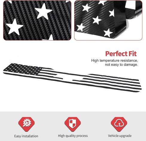 Jimen Fit for Chevrolet Silverado 2019-2024, 1PC American Flag Decal Tailgate Sticker (Carbon Fiber) in Saudi Arabia
