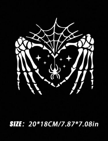 Halloween Spider Web and Love Skull Hand Car Stickers, White Waterproof Cars Decals and Sticker for Bumper Rear Window Laptop, Automotive Decoration Accessories for Women Men in Kuwait