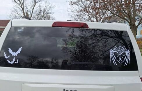 Halloween Spider Web and Love Skull Hand Car Stickers, White Waterproof Cars Decals and Sticker for Bumper Rear Window Laptop, Automotive Decoration Accessories for Women Men in Kuwait