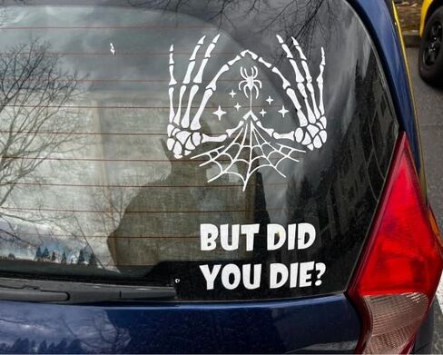 Halloween Spider Web and Love Skull Hand Car Stickers, White Waterproof Cars Decals and Sticker for Bumper Rear Window Laptop, Automotive Decoration Accessories for Women Men in Kuwait