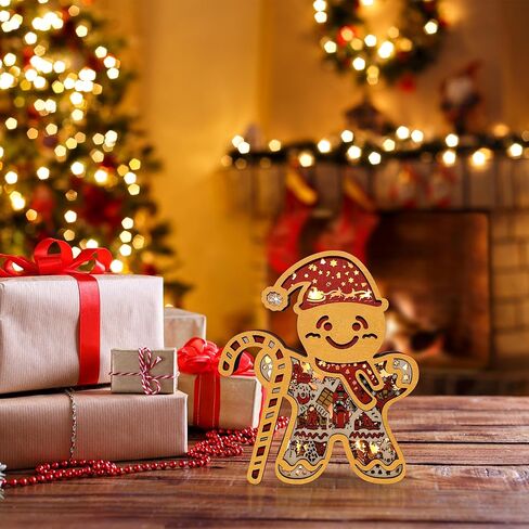 FNYDOX LED Christmas Decorations, Wooden Christmas Tree Statue for Presents, Christmas Tree Figurine for Gifts, Modern Christmas Tree Sculpture Decor Wall Art, Original Craft Christmas Tree Ornament in Saudi Arabia