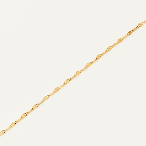سوار سلسلة مرآة من الذهب الصلب عيار 14 قيراط للنساء | سوار سلسلة مرآة من الذهب الحقيقي عيار 14 قيراط | سوار سلسلة لذيذ | مجوهرات ذهبية عيار 14 قيراط للنساء | هدية لعيد الميلاد، قابلة للتعديل من 6 إلى 7 بوصات in Kuwait