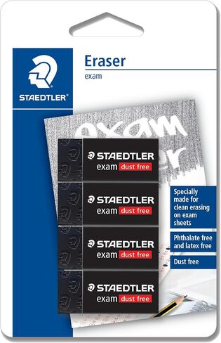 ممحاة Staedtler Exam السوداء [عبوة من 4] - ممحاة خالية من الغبار والفثالات واللاتكس (43 × 19 × 13 مم) in Saudi Arabia