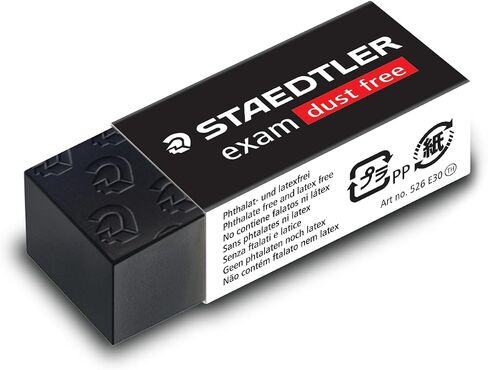 ممحاة Staedtler Exam السوداء [عبوة من 4] - ممحاة خالية من الغبار والفثالات واللاتكس (43 × 19 × 13 مم) in Saudi Arabia