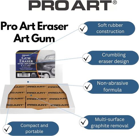 ممحاة لثة آرت من برو آرت، طبيعية 12 قطعة in Kuwait