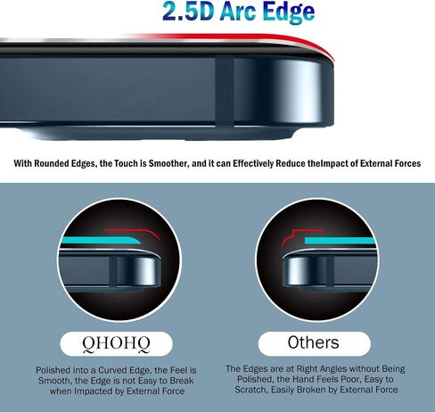 QHOHQ 3 Pack Screen Protector for iPhone 12 Pro 6.1 Inch with 2 Pack Tempered Glass Camera Lens Protector, Ultra HD, 9H Hardness, Scratch Resistant, Easy Install - case Friendly in Saudi Arabia