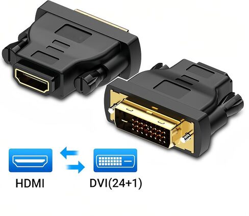 MMOBIEL HDMI to DVI Adapter - Bi-Directional - Male DVI-D Dual Link to Female HDMI - Converter Supports Monitor, PC, TV, Gaming, Projector - 1080p Full HD 60Hz - Gold Connector in Kuwait