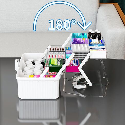 Yieach 13.3 Inch Craft Box Organizer and Medicine Organizer Storage with 2 Tier Tray,Multifunctional Plastic Sewing Organizer,Cute First aid Kit Empty Box with Handle and Craft Supply Organizer,White in Kuwait