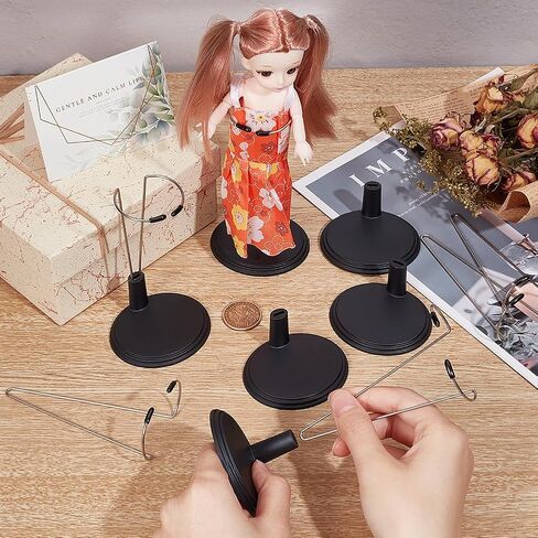 OLYCRAFT 6 Sets White Adjustable Doll Stand with Plastic Chassis Doll Stand Display Holder Alloy Model Doll Assembled Holder Fits Most Small Dolls for Doll Display Stand - 2.5x2.8x4.5 Inch in Saudi Arabia