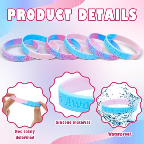 200 قطعة من Cunno أدعم أساور المعصم للتوعية بفقدان الرضع باللونين الوردي والأزرق للتوعية بشريط من السيليكون للنساء أثناء الحمل وشهر التوعية بفقدان الرضع والأطفال لوازم المجتمع in Kuwait