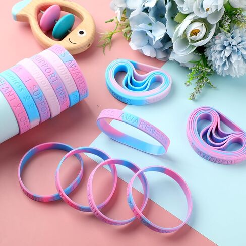 200 قطعة من Cunno أدعم أساور المعصم للتوعية بفقدان الرضع باللونين الوردي والأزرق للتوعية بشريط من السيليكون للنساء أثناء الحمل وشهر التوعية بفقدان الرضع والأطفال لوازم المجتمع in Kuwait