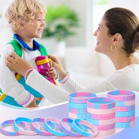 200 قطعة من Cunno أدعم أساور المعصم للتوعية بفقدان الرضع باللونين الوردي والأزرق للتوعية بشريط من السيليكون للنساء أثناء الحمل وشهر التوعية بفقدان الرضع والأطفال لوازم المجتمع in Kuwait