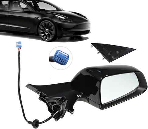 Mirror Assembly Right/Left Black Compatible with 2020 2021 2022 2023 Model Y 1594112-00-C 1594111-00-C (Right) in Kuwait
