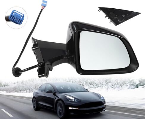 Mirror Assembly Right/Left Black Compatible with 2020 2021 2022 2023 Model Y 1594112-00-C 1594111-00-C (Right) in Kuwait