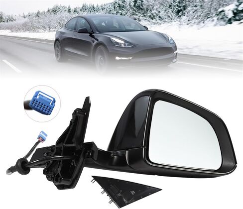 Mirror Assembly Right/Left Black Compatible with 2020 2021 2022 2023 Model Y 1594112-00-C 1594111-00-C (Right) in Kuwait