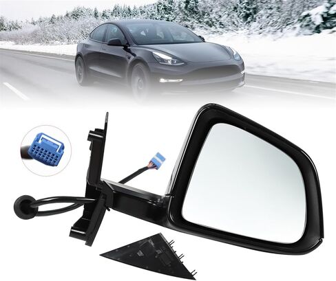 Mirror Assembly Right/Left Black Compatible with 2020 2021 2022 2023 Model Y 1594112-00-C 1594111-00-C (Right) in Kuwait