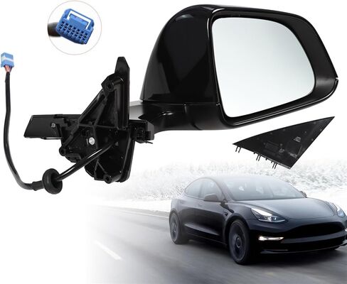 Mirror Assembly Right/Left Black Compatible with 2020 2021 2022 2023 Model Y 1594112-00-C 1594111-00-C (Right) in Kuwait