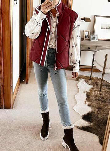 SHEWIN Puffer Vest Causal Sleeveless Quilted Jackets Zip Up Outerwear Vests Womens Fall Fashion 2024 in Kuwait
