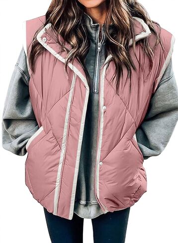 SHEWIN Puffer Vest Causal Sleeveless Quilted Jackets Zip Up Outerwear Vests Womens Fall Fashion 2024 in Kuwait