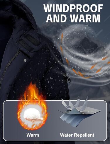 HEEKPEK Men's Hood Puffy Quilted Jacket Winter Warm Long Puffer Coat Windproof Full Zip Thicken Outerwear with 4 Pockets in Saudi Arabia